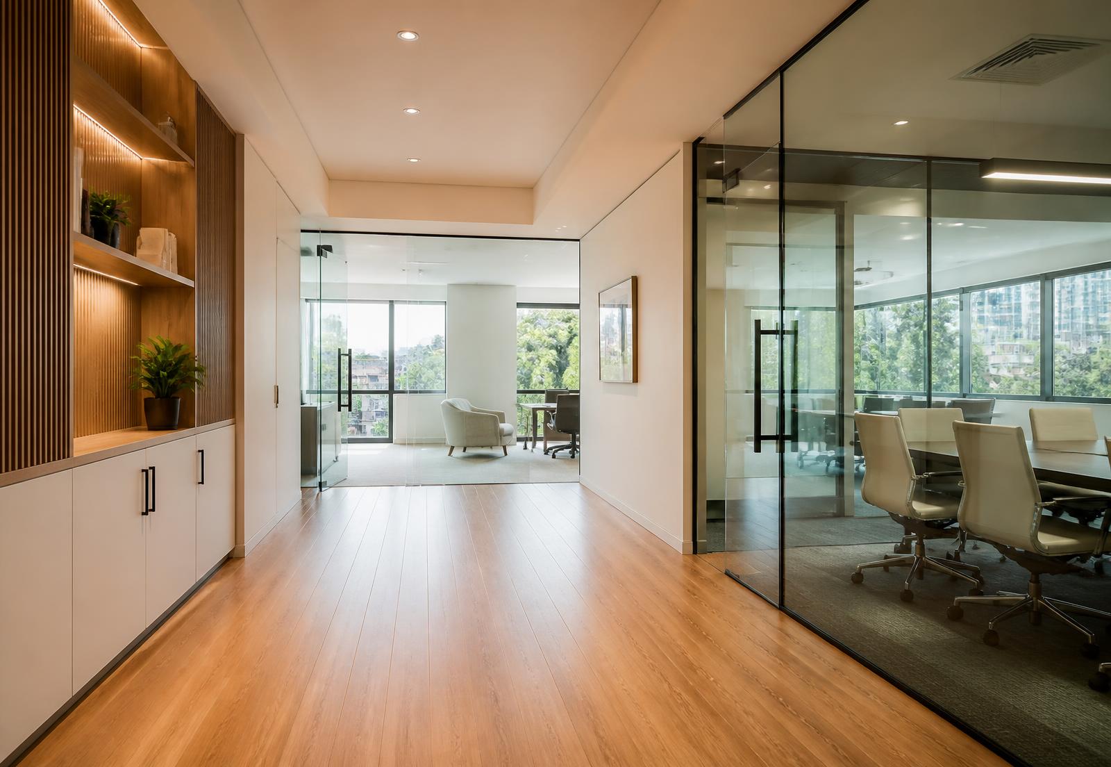 Professionally cleaned modern office interior