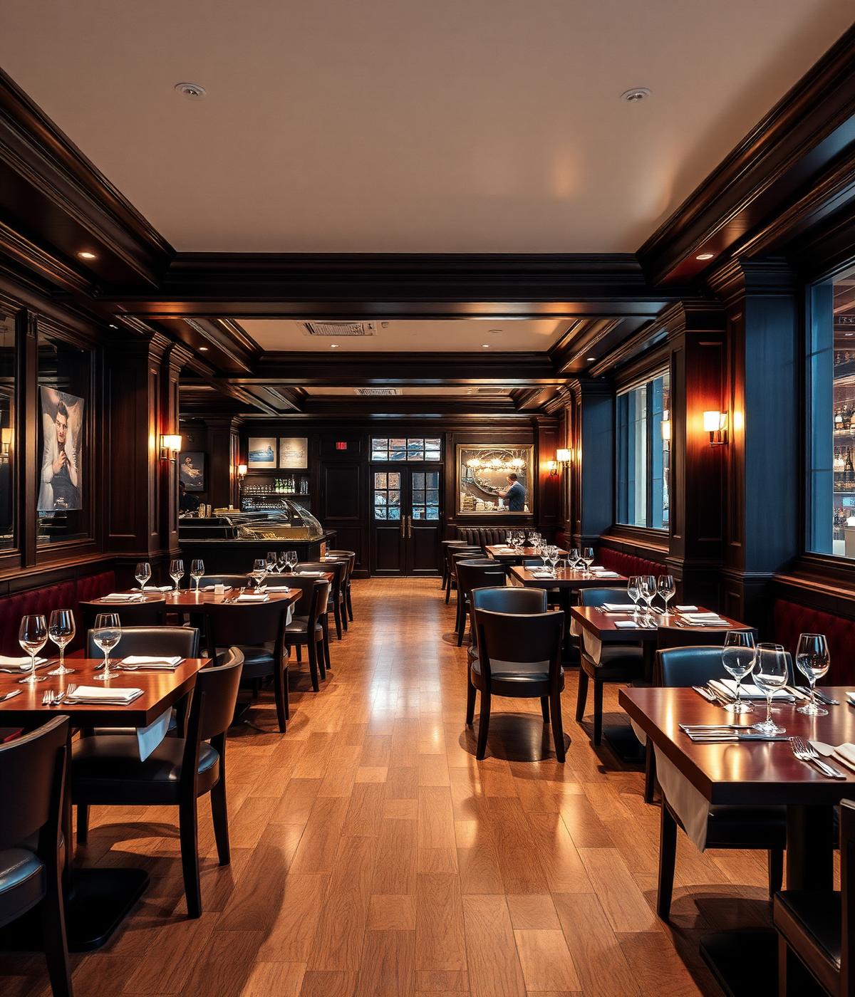 Restaurant interior cleaned and set